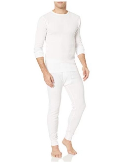 Men's Solid Crew Neck Thermal Long Underwear Set