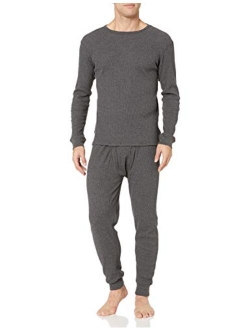 Men's Solid Crew Neck Thermal Long Underwear Set