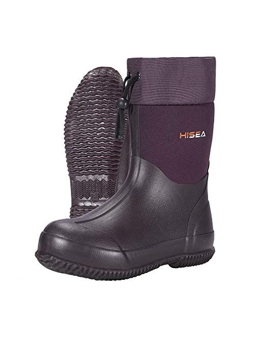 Hisea Ankle-Height Rain Boots Rubber Garden Boots Waterproof Muck Riding Boots Neoprene Outdoor Work Boots for Women Men