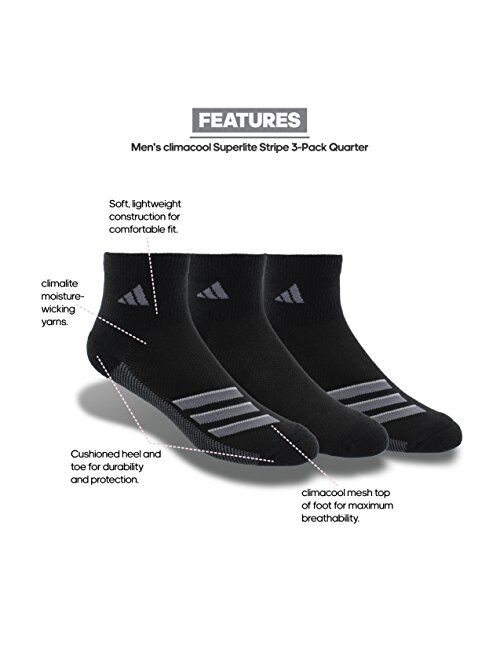 adidas Men's Climacool Superlite Quarter Socks (3 Pack)