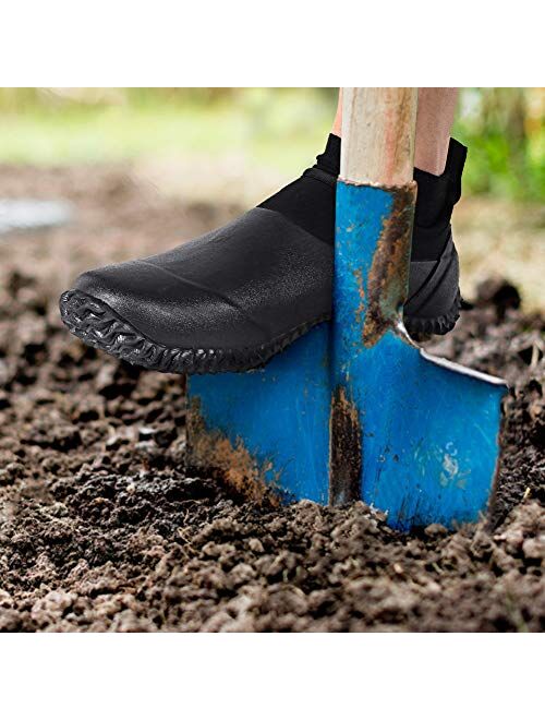 DAWAN Men's Garden Shoes Waterproof Womens Short Rain Boots Rubber Comfortable Unisex Neoprene Slip On Rainboots with Soft Insole for Yard Work