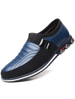 COSIDRAM Men Casual Shoes Sneakers Loafers Breathable Comfort Walking Shoes Fashion Driving Shoes Luxury Black Blue Leather Shoes for Male Business Work Office Dress Outd