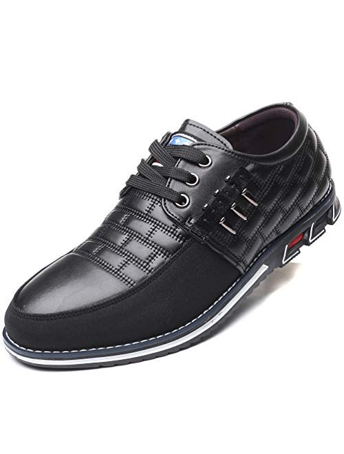 COSIDRAM Men Casual Shoes Sneakers Loafers Breathable Comfort Walking Shoes Fashion Driving Shoes Luxury Black Blue Leather Shoes for Male Business Work Office Dress Outd