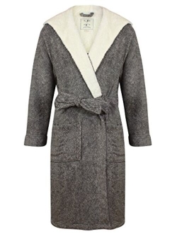 John Christian Men's Hooded Fleece Robe, Dark Gray Marl