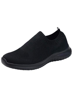 konhill Men's Athletic Walking Shoes Lightweight Casual Knit Slip on Sneakers