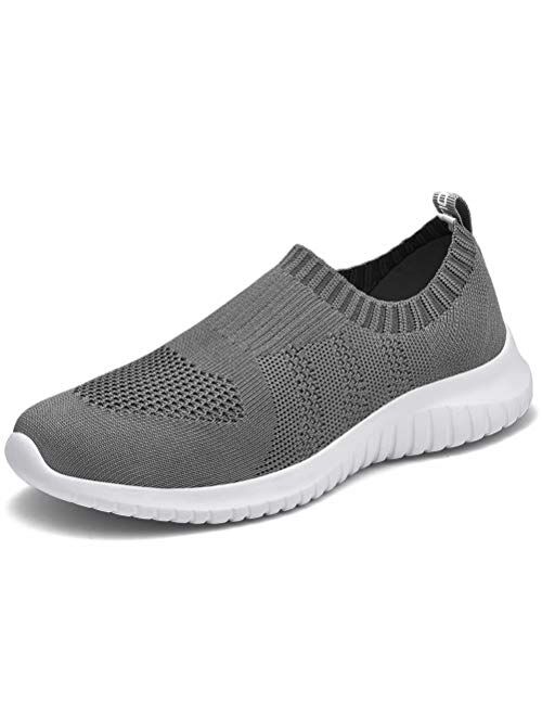 konhill Men's Athletic Walking Shoes Lightweight Casual Knit Slip on Sneakers