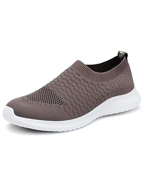 konhill Men's Athletic Walking Shoes Lightweight Casual Knit Slip on Sneakers