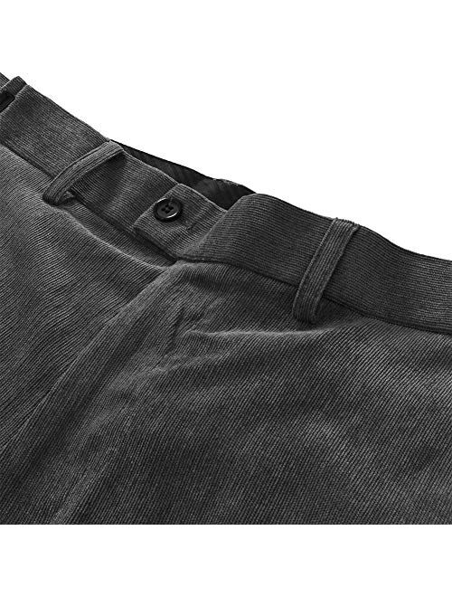 Hanayome Men's Stretch Corduroy Pants Slim Fit Skinny Business Suit Pants