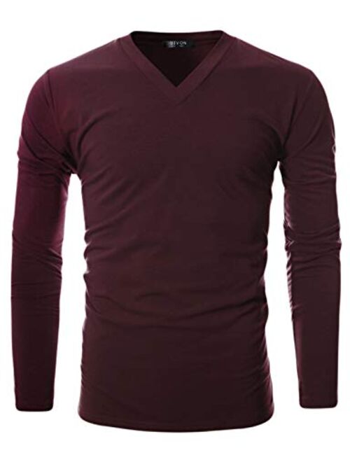 GIVON Mens Slim Fit Soft Cotton Long Sleeve Lightweight Thermal V-Neck T-Shirt