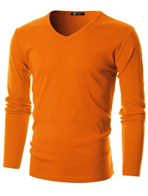 GIVON Mens Slim Fit Soft Cotton Long Sleeve Lightweight Thermal V-Neck T-Shirt