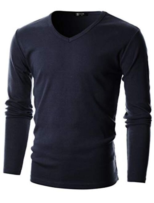 GIVON Mens Slim Fit Soft Cotton Long Sleeve Lightweight Thermal V-Neck T-Shirt