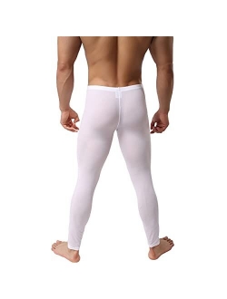 YUFEIDA Men's Sexy Underwear Bottoms Low Rise Leggings Pants Mesh Long Trousers