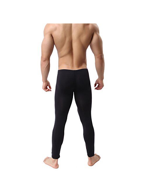 YUFEIDA Men's Sexy Underwear Bottoms Low Rise Leggings Pants Mesh Long Trousers