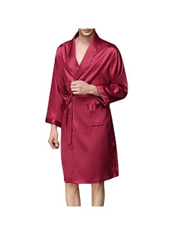 KapokDressy Mens Satin Robe,Soft Silk Long Sleeve House Kimono Bathrobe Sleepwear Loungewear,Robe or Robe Set