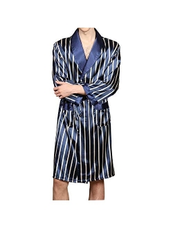 KapokDressy Mens Satin Robe,Soft Silk Long Sleeve House Kimono Bathrobe Sleepwear Loungewear,Robe or Robe Set