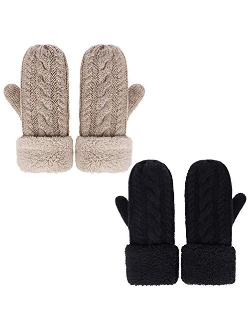 Womens Winter Gloves Knit Warm Mittens for Women Gifts with Plush Lining Cold Weather Accessories