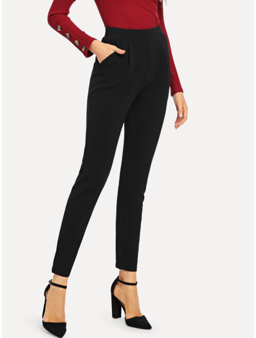 Shein Pocket Patched Peg Leg Textured Pants