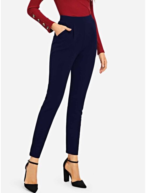 Shein Pocket Patched Peg Leg Textured Pants