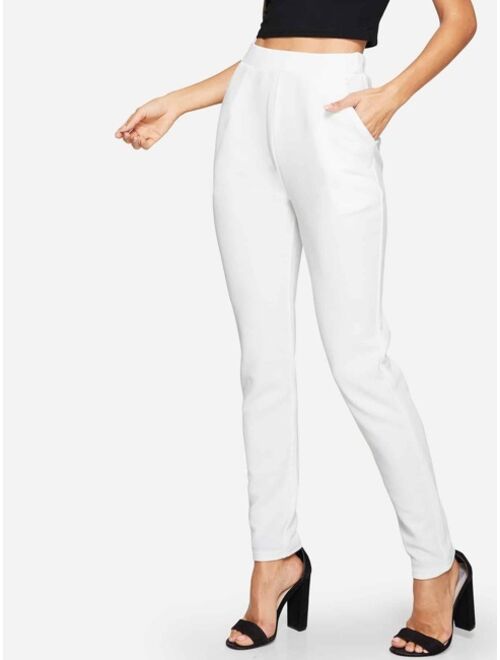 Shein Pocket Patched Peg Leg Textured Pants