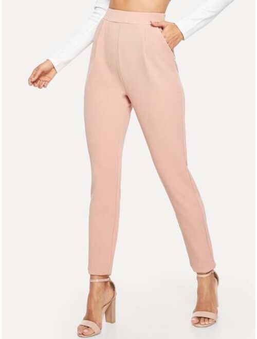 Shein Pocket Patched Peg Leg Textured Pants