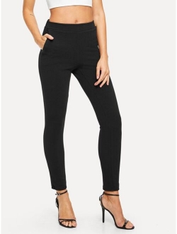 Pocket Side Solid Textured Pants