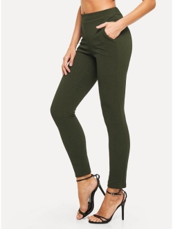 Pocket Side Solid Textured Pants