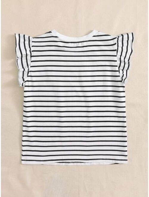 Shein Heart Print Striped Top