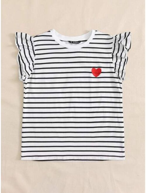 Shein Heart Print Striped Top