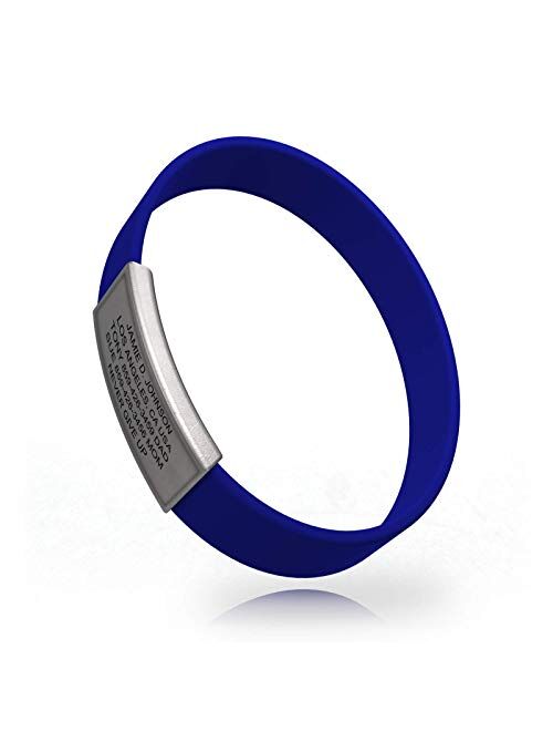 Road ID - Official ID Bracelet - The Wrist ID Stretch - 13mm Wide - Silicone Wristband - for Athletes - 5 Colors