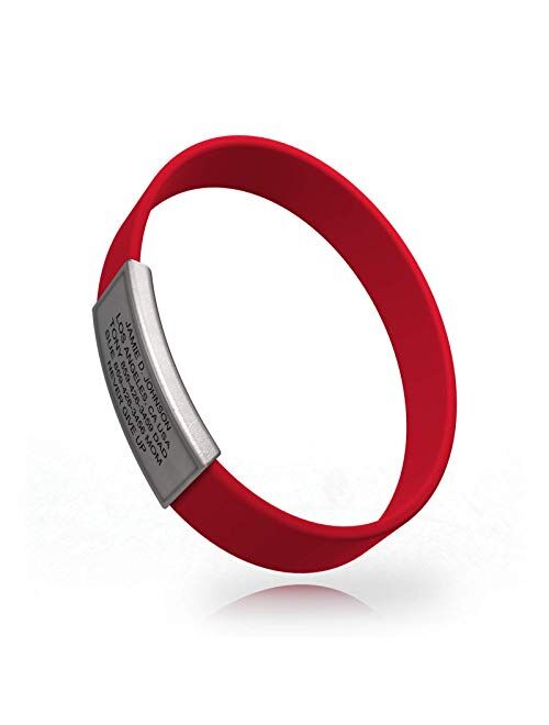 Road ID - Official ID Bracelet - The Wrist ID Stretch - 13mm Wide - Silicone Wristband - for Athletes - 5 Colors