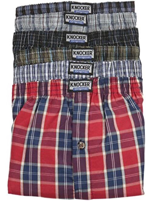 ToBeInStyle Men's Pack of 6 Button Fly Loose Fit Tartan Plaid Boxers