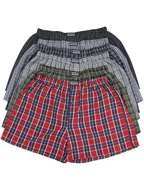 ToBeInStyle Men's Pack of 6 Button Fly Loose Fit Tartan Plaid Boxers