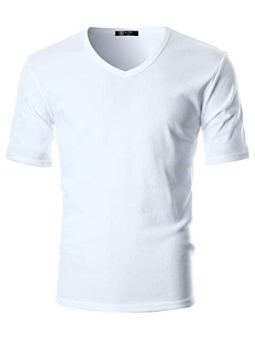 GIVON Mens Slim Fit ComfortSoft Cotton Short Sleeve Lightweight V Neck T-Shirt