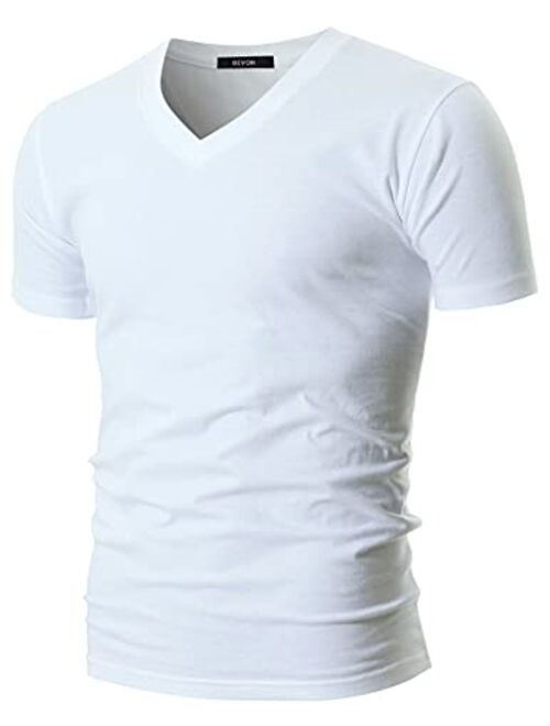 GIVON Mens Slim Fit ComfortSoft Cotton Short Sleeve Lightweight V Neck T-Shirt