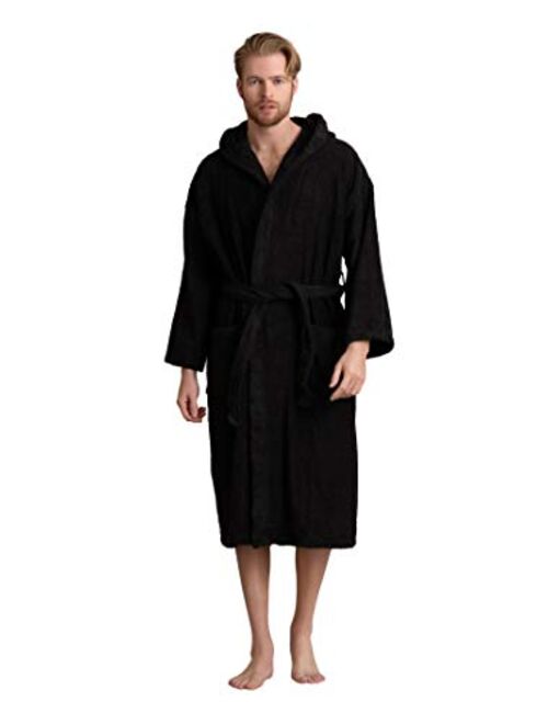 Men's Hooded Bathrobe of Premium Turkish Cotton. Comfortable, Absorbent Terry