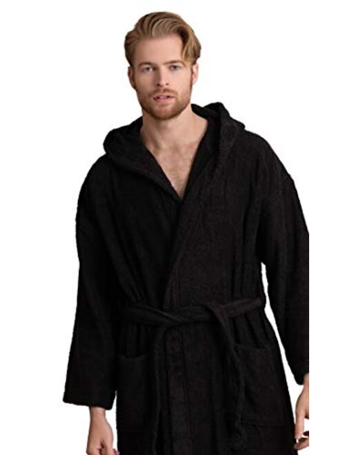 Men's Hooded Bathrobe of Premium Turkish Cotton. Comfortable, Absorbent Terry