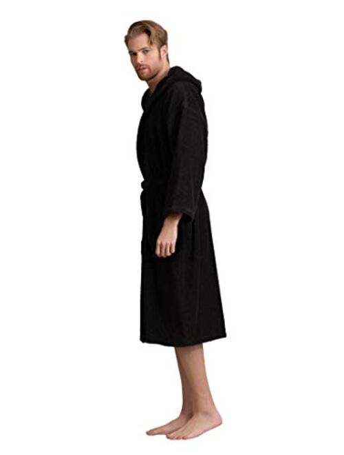 Men's Hooded Bathrobe of Premium Turkish Cotton. Comfortable, Absorbent Terry