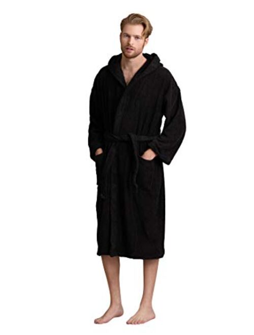 Men's Hooded Bathrobe of Premium Turkish Cotton. Comfortable, Absorbent Terry