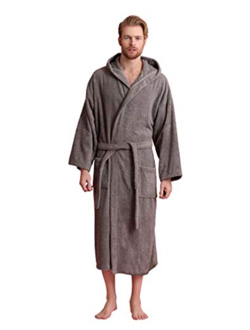 Men's Hooded Bathrobe of Premium Turkish Cotton. Comfortable, Absorbent Terry