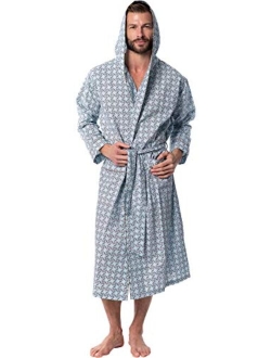 AMERICAN HEAVEN Mens Lightweight Sleep/Lounge Long Bath Robe with Hood -Premium Cotton Blend