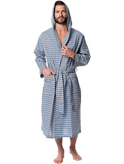 AMERICAN HEAVEN Mens Lightweight Sleep/Lounge Long Bath Robe with Hood -Premium Cotton Blend