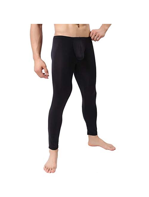 QiaTi Men's Tight Long Underwear Sexy Long Pants Sexy Tight Underwear Soft Compression Underwear for Men Long Leggings Pants