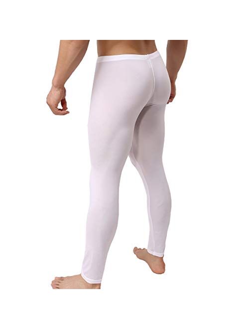 QiaTi Men's Tight Long Underwear Sexy Long Pants Sexy Tight Underwear Soft Compression Underwear for Men Long Leggings Pants