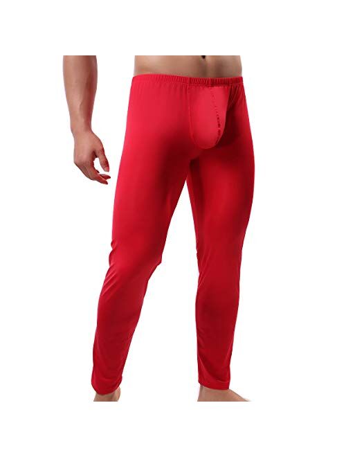 QiaTi Men's Tight Long Underwear Sexy Long Pants Sexy Tight Underwear Soft Compression Underwear for Men Long Leggings Pants