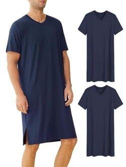 Latuza Men's Bamboo Viscose Nightshirt Short Sleeves Sleep Shirt