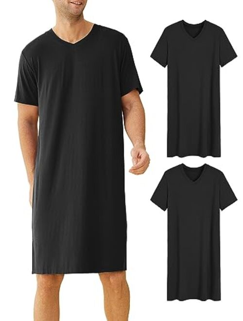 Latuza Men's Bamboo Viscose Nightshirt Short Sleeves Sleep Shirt