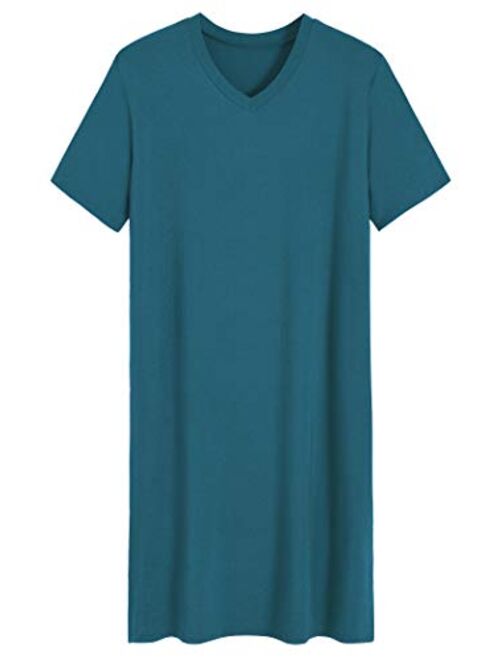 Latuza Men's Bamboo Viscose Nightshirt Short Sleeves Sleep Shirt