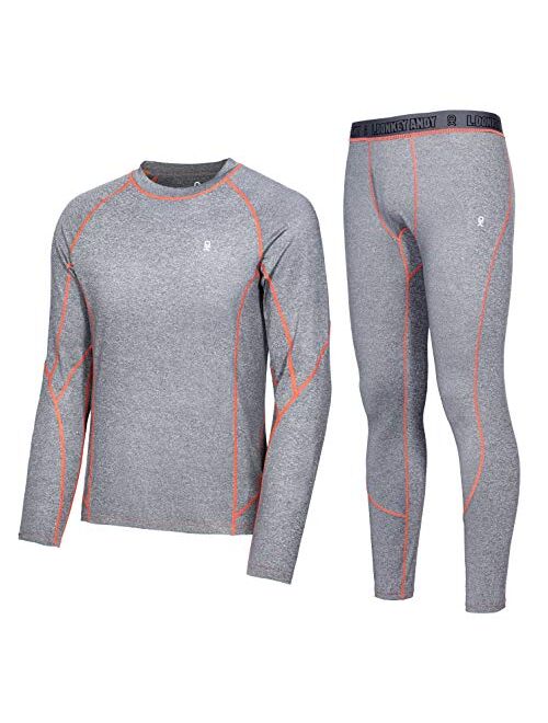 Little Donkey Andy Men's Thin Thermal Underwear Set Performance Base Layer Wicking Active Long Johns Top & Bottom with Fly