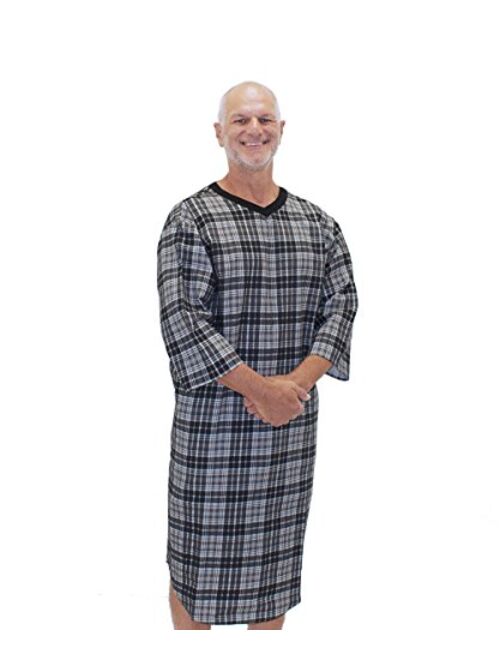 Mens Flannel Open Back Adaptive Hospital Patient Gowns