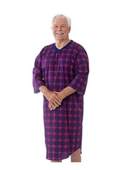 Mens Flannel Open Back Adaptive Hospital Patient Gowns